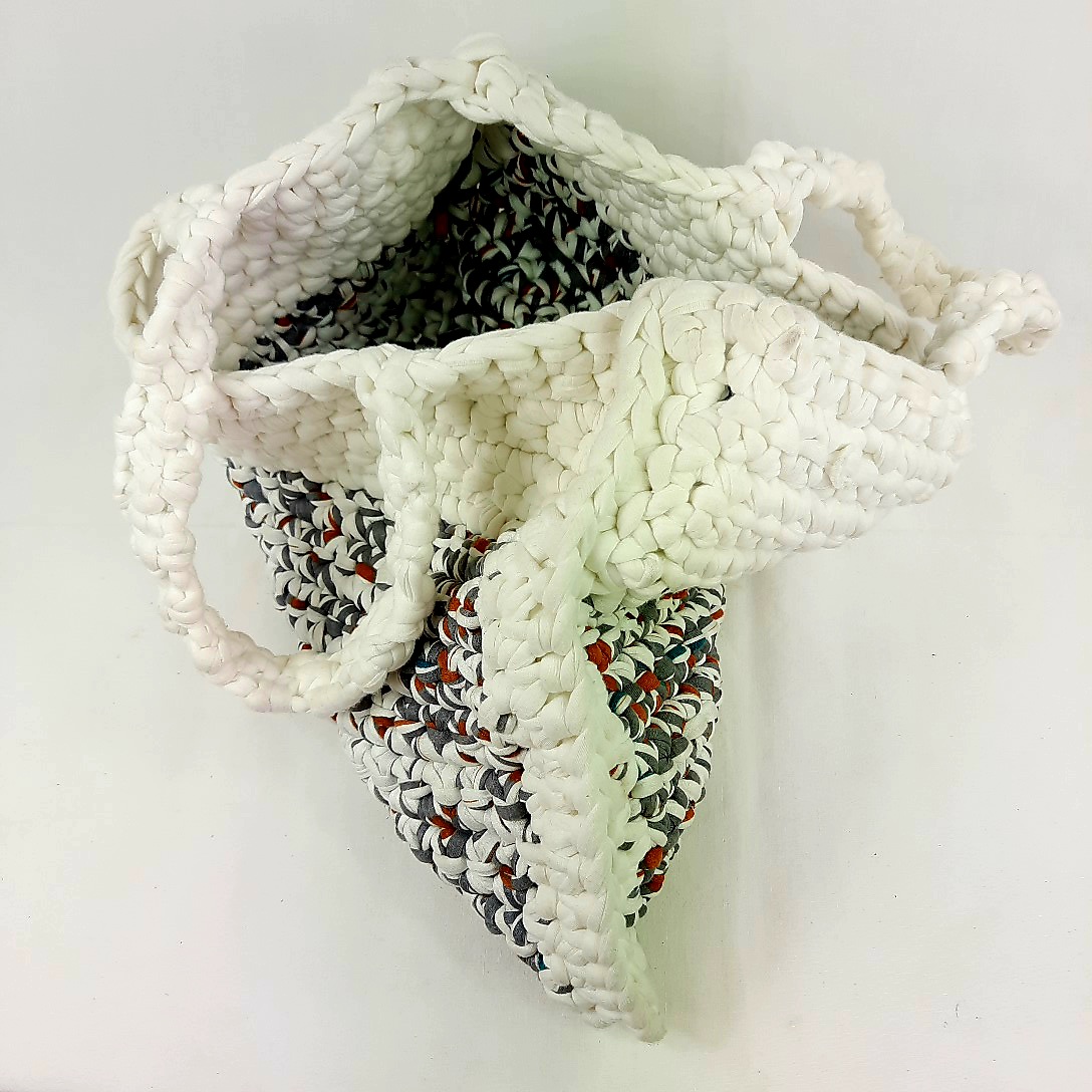 Sac au crochet babacool fait main, blanc, gris, rouille - Bon état - Photo 2